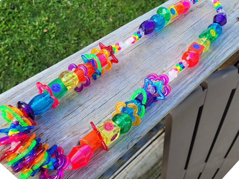 Rainbow Phat Kandi Necklace: 90s Rave Charms, Kidcore Jewelry image 5