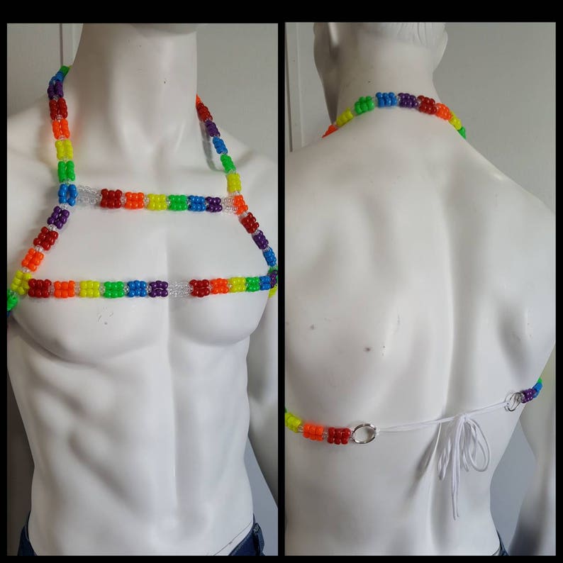 Pride Edc Kandi Harness Rave Outfit Pride Outfit Body Etsy