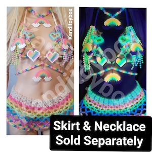 Glow-in-the-Dark Rainbow Kandi Charm Bra: Rave Festival Outfit immagine 7