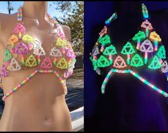 Glow mushroom kandi bra,festival outfit,rave outfit,kandi outfit,kandi bra,rave clothing,rave clothes,gogo outfit,festival top,beaded top