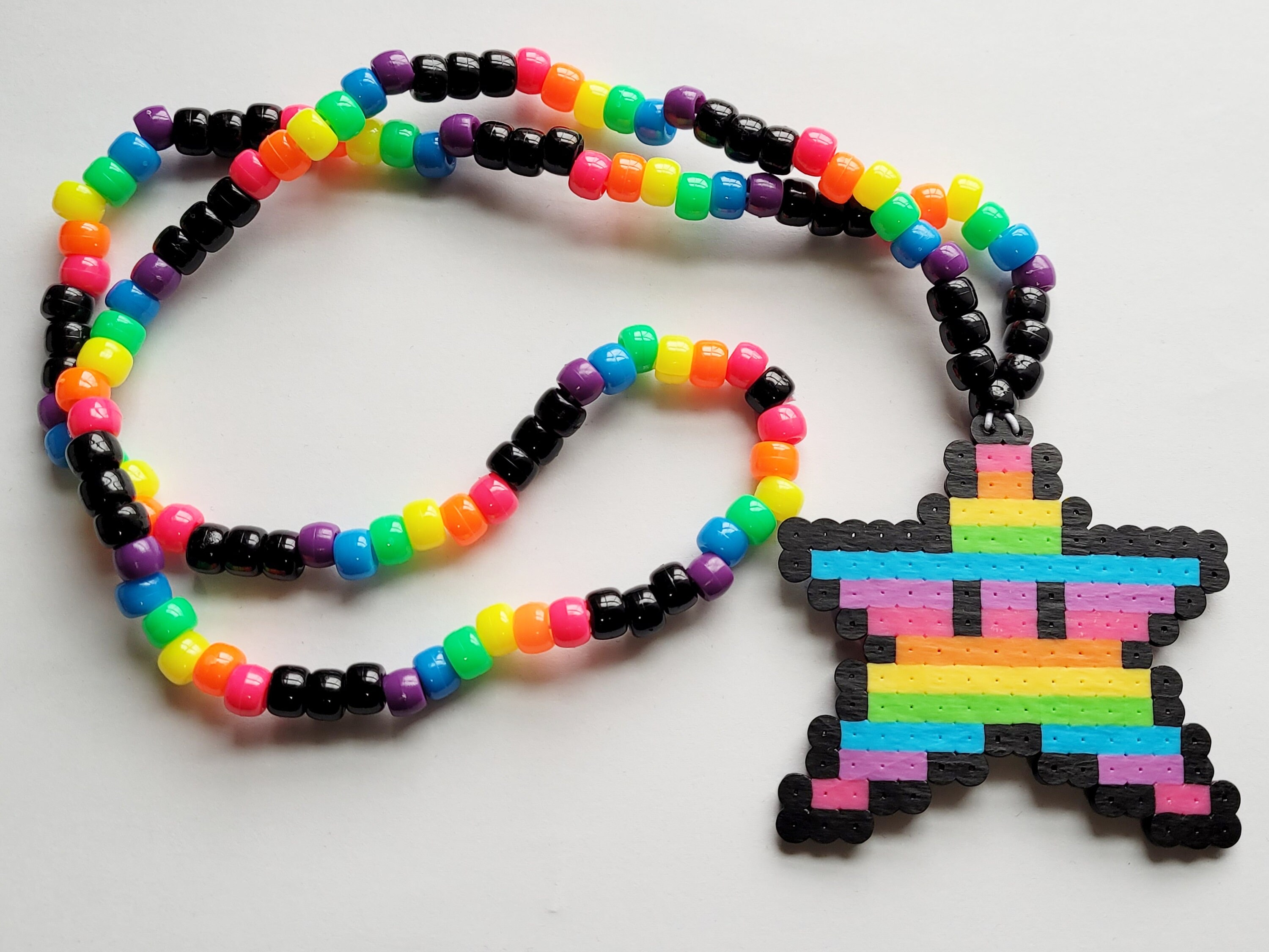 Trippy Rainbow Kandi Necklaces,uv Necklace,star Necklace