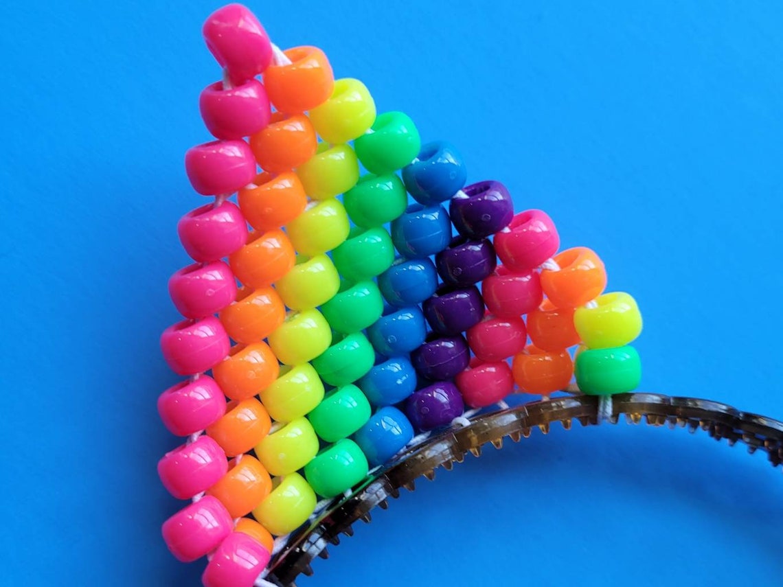 Rainbow Kandi Cat Earskitty Earscat Ear Headbandrave Etsy