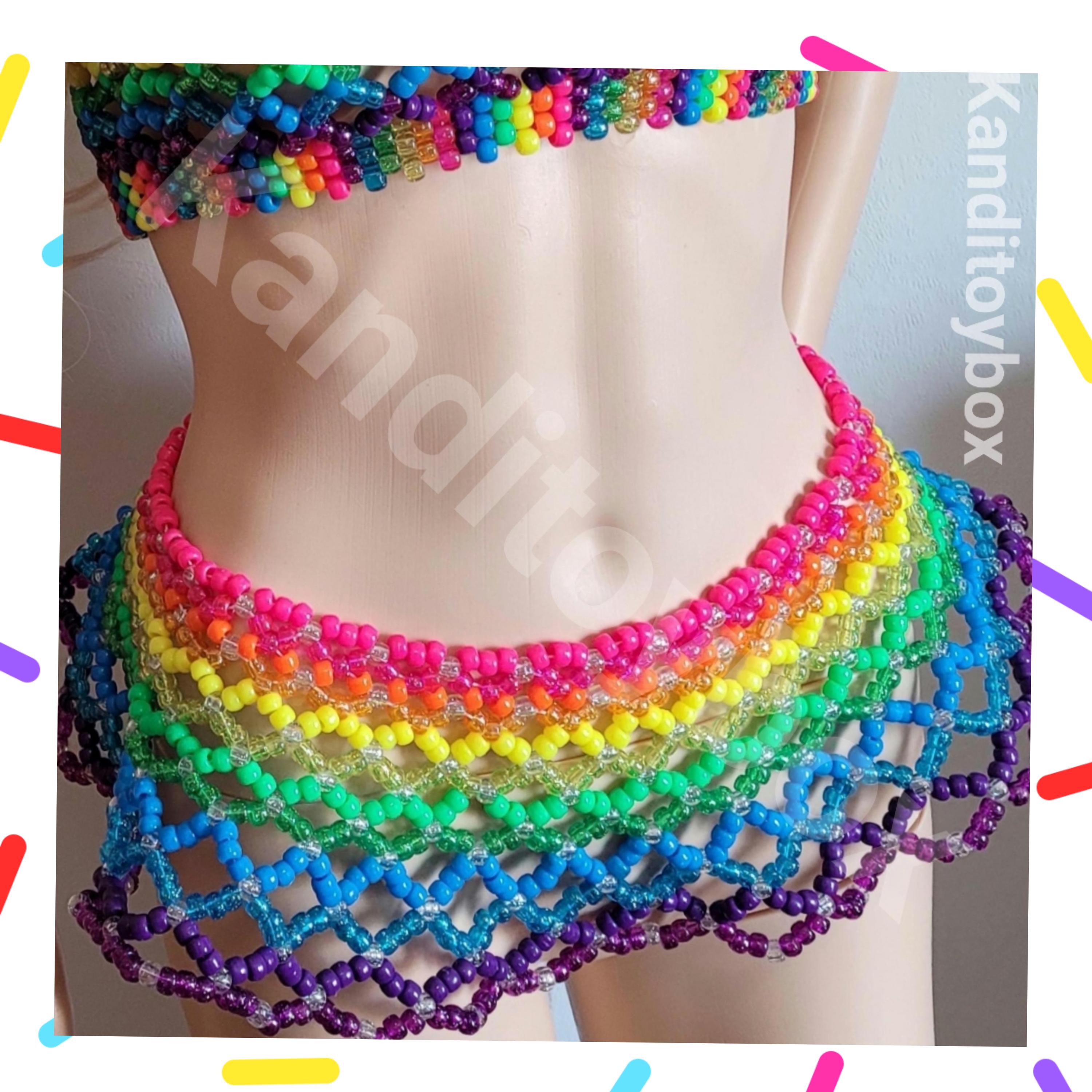 knee length dresses for ladies Rainbow Fishnet Set Stripper Outfits| Exotic Dancewear| Rave Dancewear main image 1