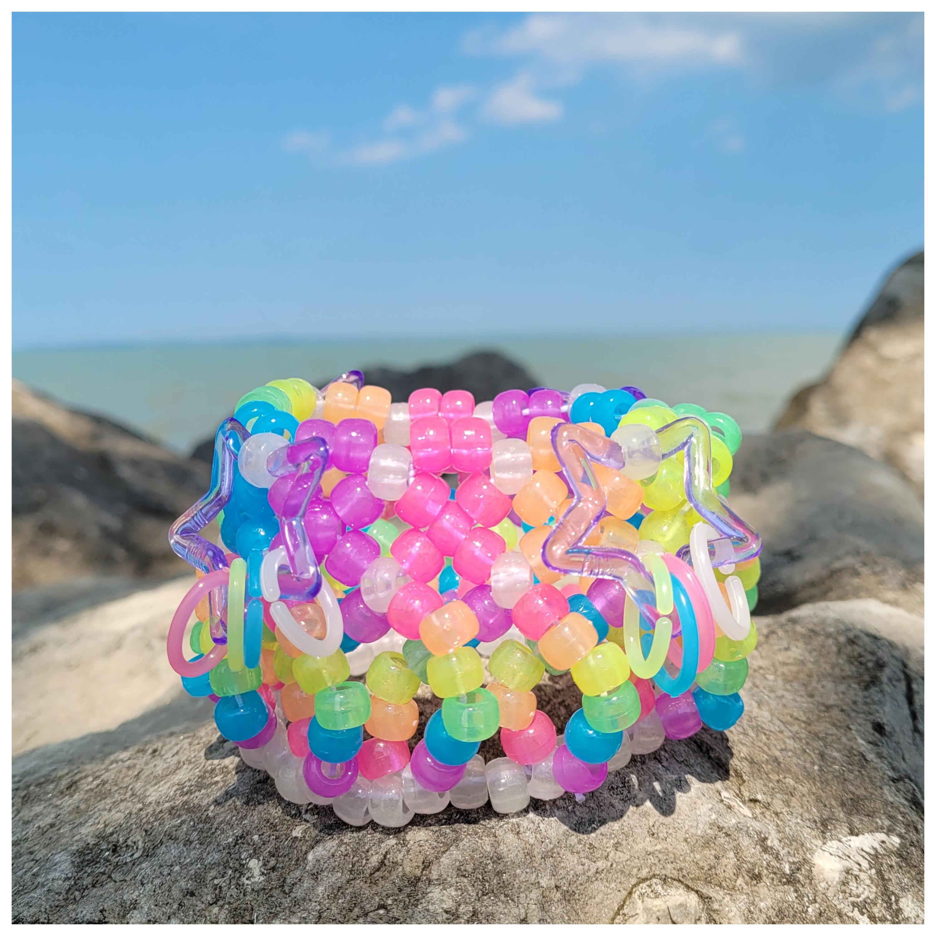 Glow in the Dark Kandi Cuff: Neon Rave Bracelet With UV Beads - Etsy
