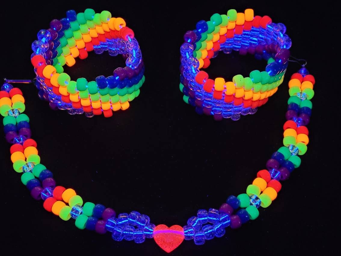 Peace Rave Kandi Cuff Bracelet - Custom Cuff - Kandies World 1x Glow Base Cuff