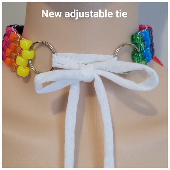 Rainbow Glitter Charm Kandi Choker: Kawaii Rave Necklace - Etsy display picture 2