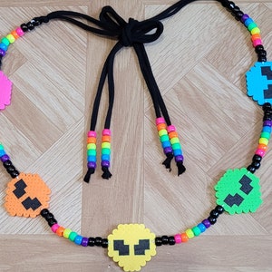 Rainbow alien kandi belt,rave belt,alien belt,UV belt,kawaii belt,rave bottoms,rave outfit,festival outfit,edc outfit,kandi kid