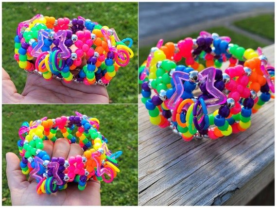 KANDI Bracelet Grab Bag Rave Bracelets Kids Jewelry Beads EDC Lost Lands Friendship  Bracelet Charms Mushrooms Gummy Bears Candy Trading 
