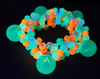 UV kandi cuff,kandi bracelets,glitter bracelets,beaded cuff,rave bracelets,edc kandi,plur,kandi kid,festival bracelet, glow kandi, uv beads