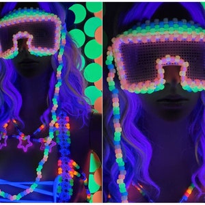 Rainbow kandi glasses, rainbow  glasses, kandi goggles,rainbow goggles, rave glasses, rave outfit, festival outfit, Pride outfit,edm,edc