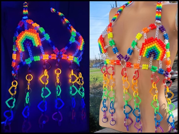 Pride Kandi Harness,festival Outfit,rave Outfit,kandi Outfit,kandi Bra,rave  Clothing,rave Clothes,gogo Outfit,festival Top, Kandi Harness -   Australia