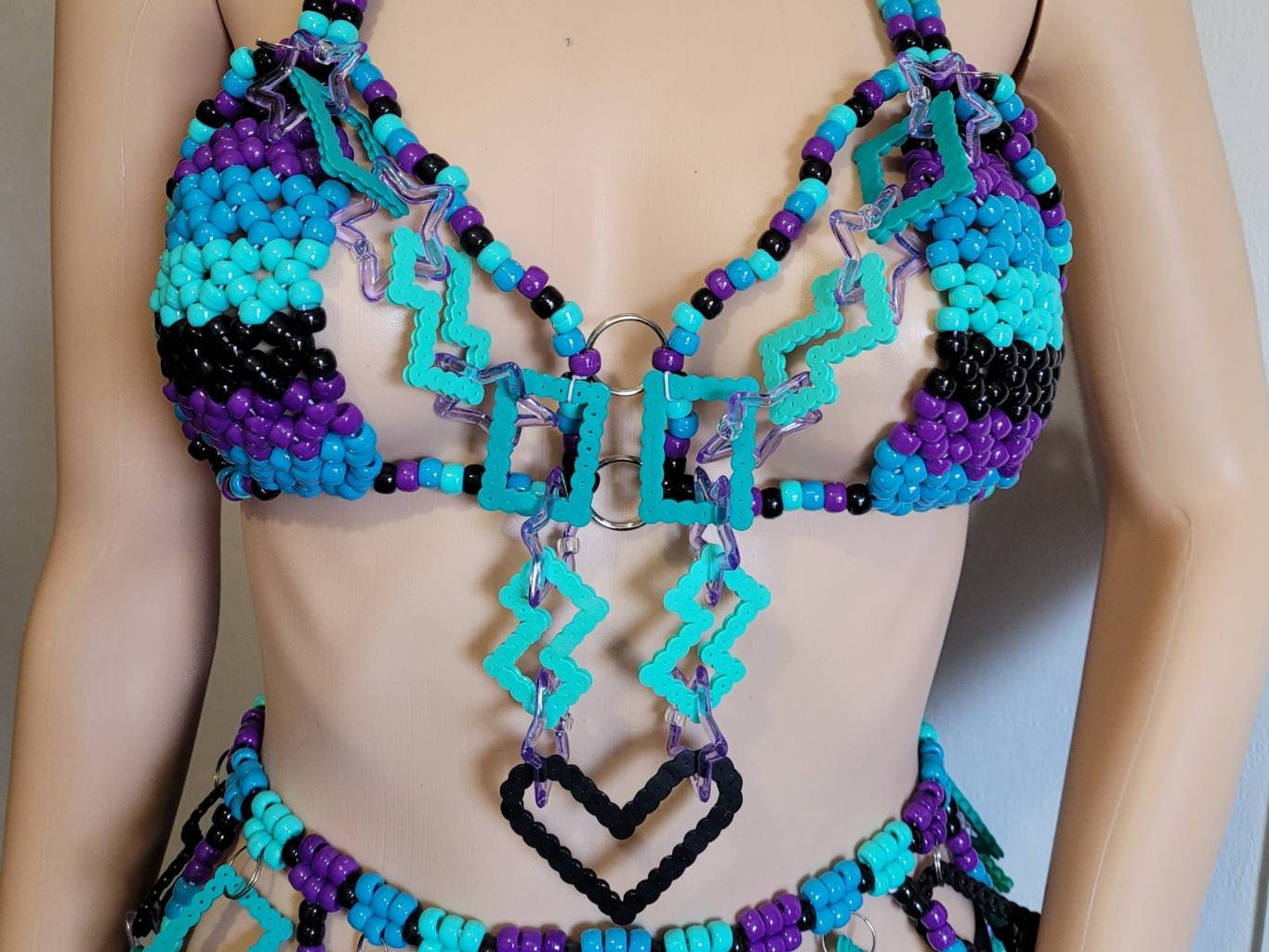 Turquoise Blue & Red Blend Beaded Bra Strap – Local Nation