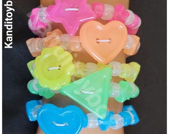 UV glow button kandi bracelets,pastel bracelets,kandi singles,rave bracelets,edc kandi,plur,kandi kid,rave outfit,edc kandi,glow kandi