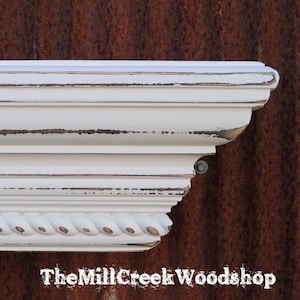 Fireplace Mantel Shelf Floating Ledge Distressed Crown Molding Rope Trim Mantle