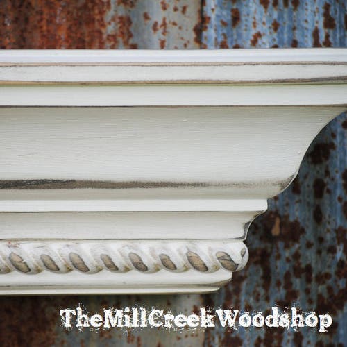 Fireplace Mantel Shelf Floating Ledge Distressed Crown Molding Etsy