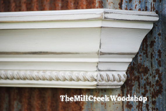 Wall Shelf 48 Fireplace Mantel Rope Trim Distressed Etsy