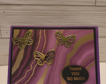 Purple and Gold Butterfly Greeting cards