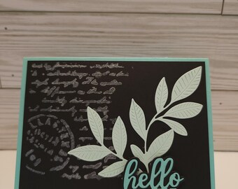 Hello there - Turquoise and black note card