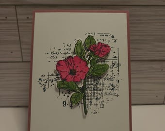 Pink Floral Note Card