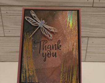 Rose Gold Dragonfly Thank You Card