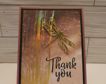 Gold Dragonfly Thank You Card