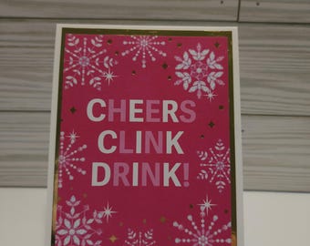 Cheers - Pink Christmas Card