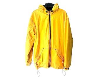 Misty Harbor Original Hooded Fleece Lined Yellow Shell Rain Coat Jacket size L