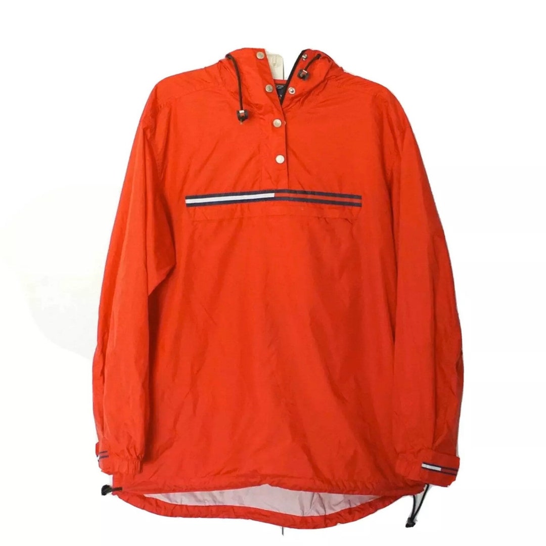 VTG 90S TOMMY HILFIGER WHITE PULLOVER WINDBREAKER X-LARGE