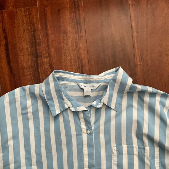 Stylish Old Navy The Boyfriend Shirt Size L Strip… - image 3