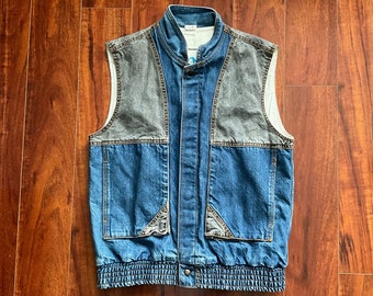 VTG 80's BTTF Marty Mcfly Acid Wash Distressed Denim Jean Vest Jacket Sz Med