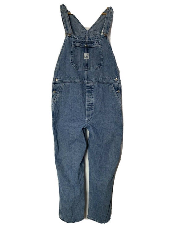 Vintage Lee Dungarees Riveted Blue Denim Button Fly Bib Overalls