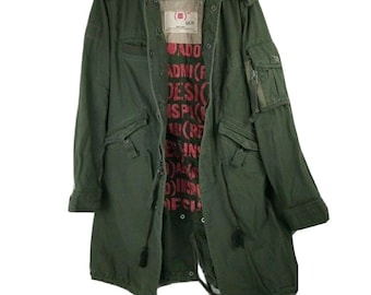 Vintage GAP Project RED Bono Military Fishtail Parka Army Green Jacket Large