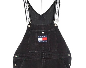 Tommy Hilfiger Denim Overalls Retro Hip Hop Fashion, Sz Med 90’s