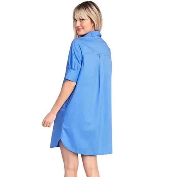 denim tiered dress Split Neck Tiered Denim Dress In Navy – Infinity Raine