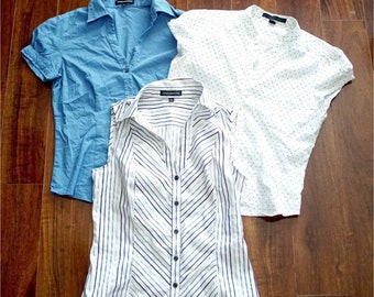 Express Studio Blouses Shirts Bundle 3 Lot Button Up Short Sleeve Sleeveless Med