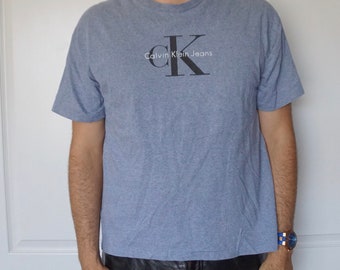 Vintage classic 1990s clothing Calvin Klein CK Spell Out Shirt Large Retro Fashion Tee, Men’s Clothing, Gift for Boyfriend