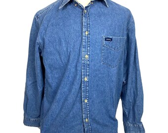 Vintage Guess GEORGES MARCIANO button up Denim Shirt Size Large Boyfriend