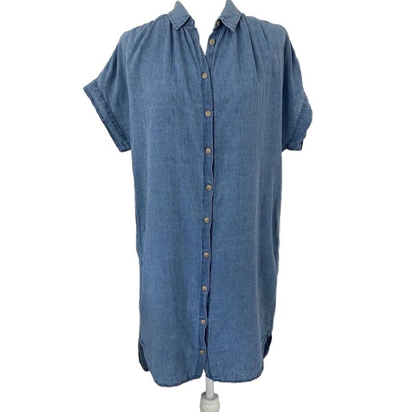 Madewell Shirt Dress Womens Large Button Front Denim Chambray