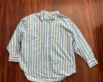 Stijlvol Old Navy The Boyfriend Shirt Maat L Streep Button-Up Hi-Low