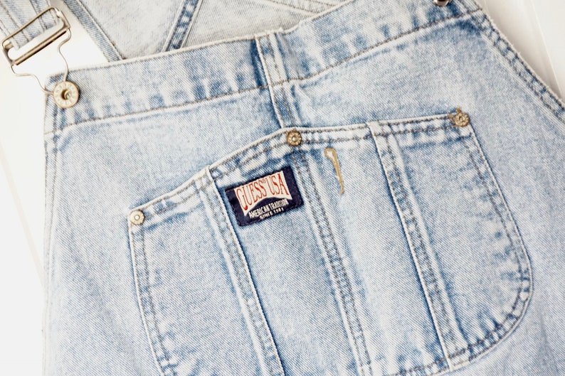 Clothing Gift for Men or Women Retro Hip Hop Fashion Vintage Guess Denim Overalls Size XL 1990\u2019s Jean Overalls