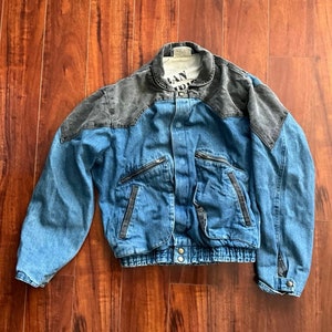 Vintage 80's BTTF Jeans Denim Chaqueta Sz Med Marty Mcfly Regreso