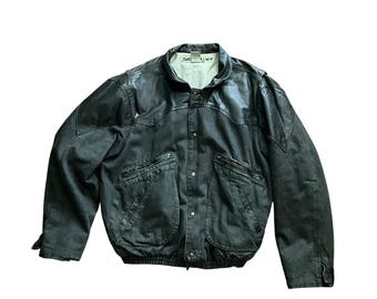 Vintage 80's BTTF Jeans Denim Leather Jacket XL Marty McFly