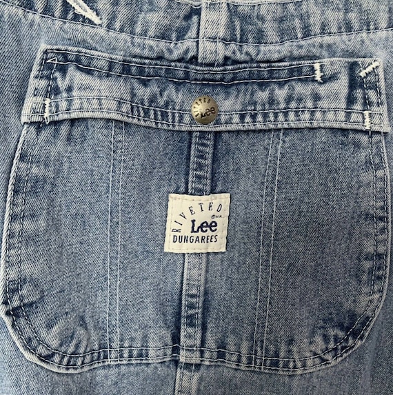 Vintage Lee Dungarees Riveted Blue Denim Button F… - image 4