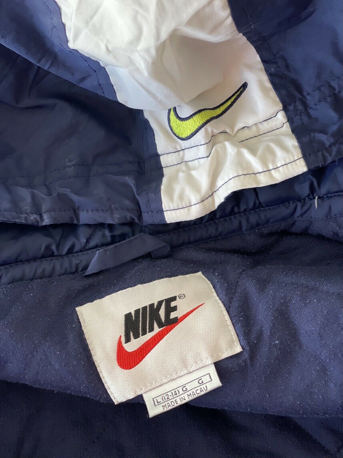 Vintage 90's L Nike Blue Lined Jacket Zip 90s VTG White Tag