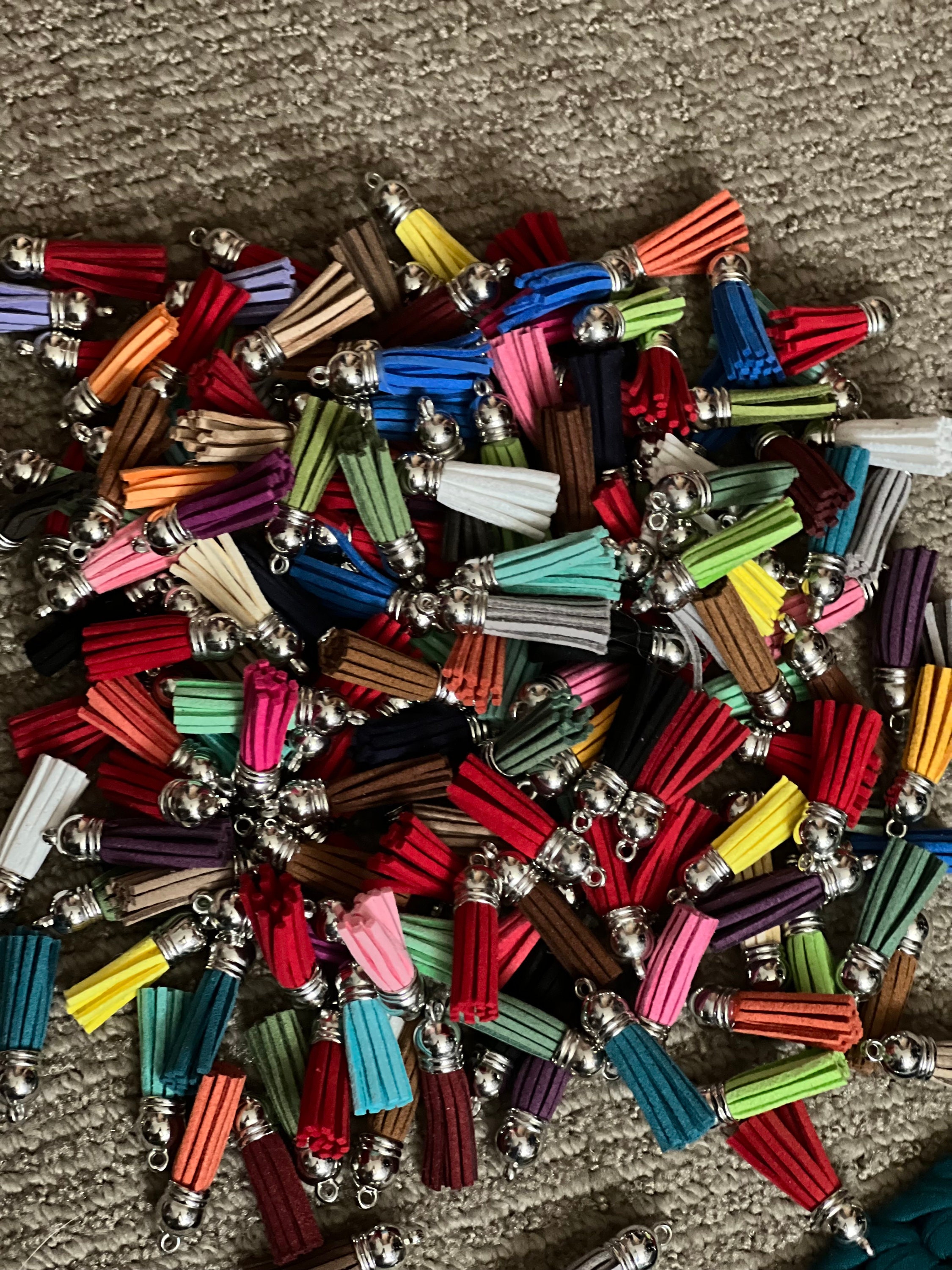 Lot of 166 Mini Keychain Tassels Faux Leather 