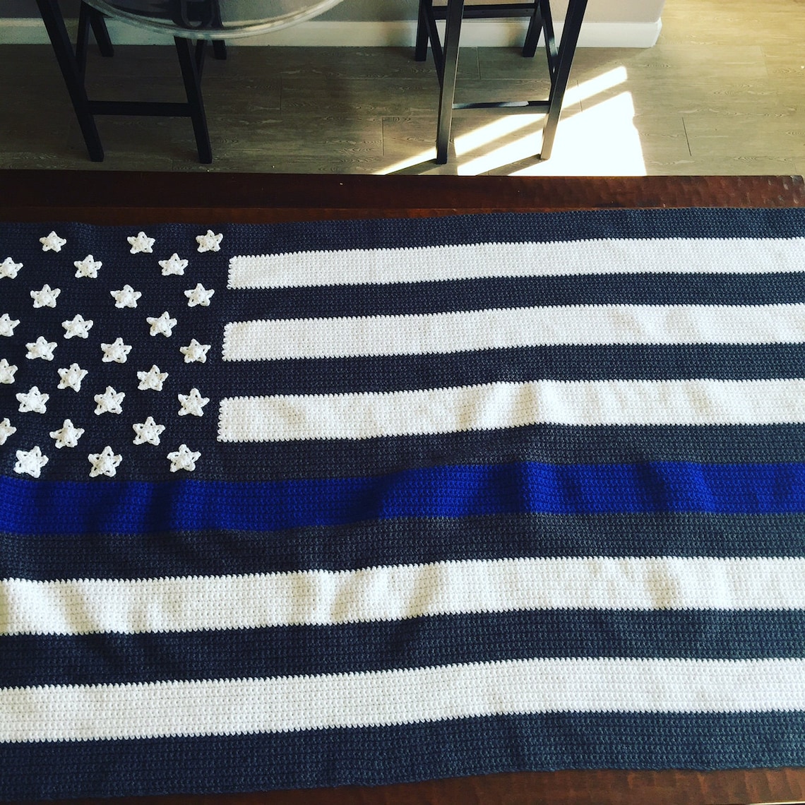 INSTANT DOWNLOAD PATTERN Thin Blue Line Flag Blanket Crochet Etsy