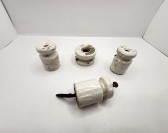Lote de 4 aisladores de cerámica vintage