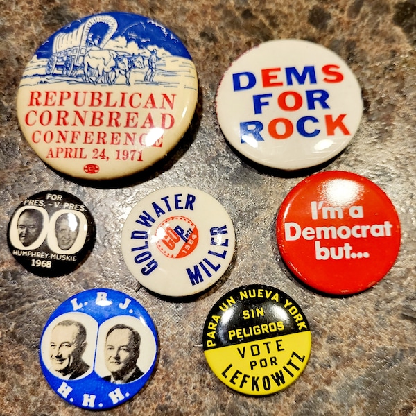 Choice of Vintage Political Button from Various Campaigns