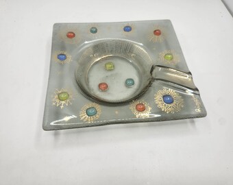 Vintage MCM Barbaric Jewels Ashtray by Higgins Glass