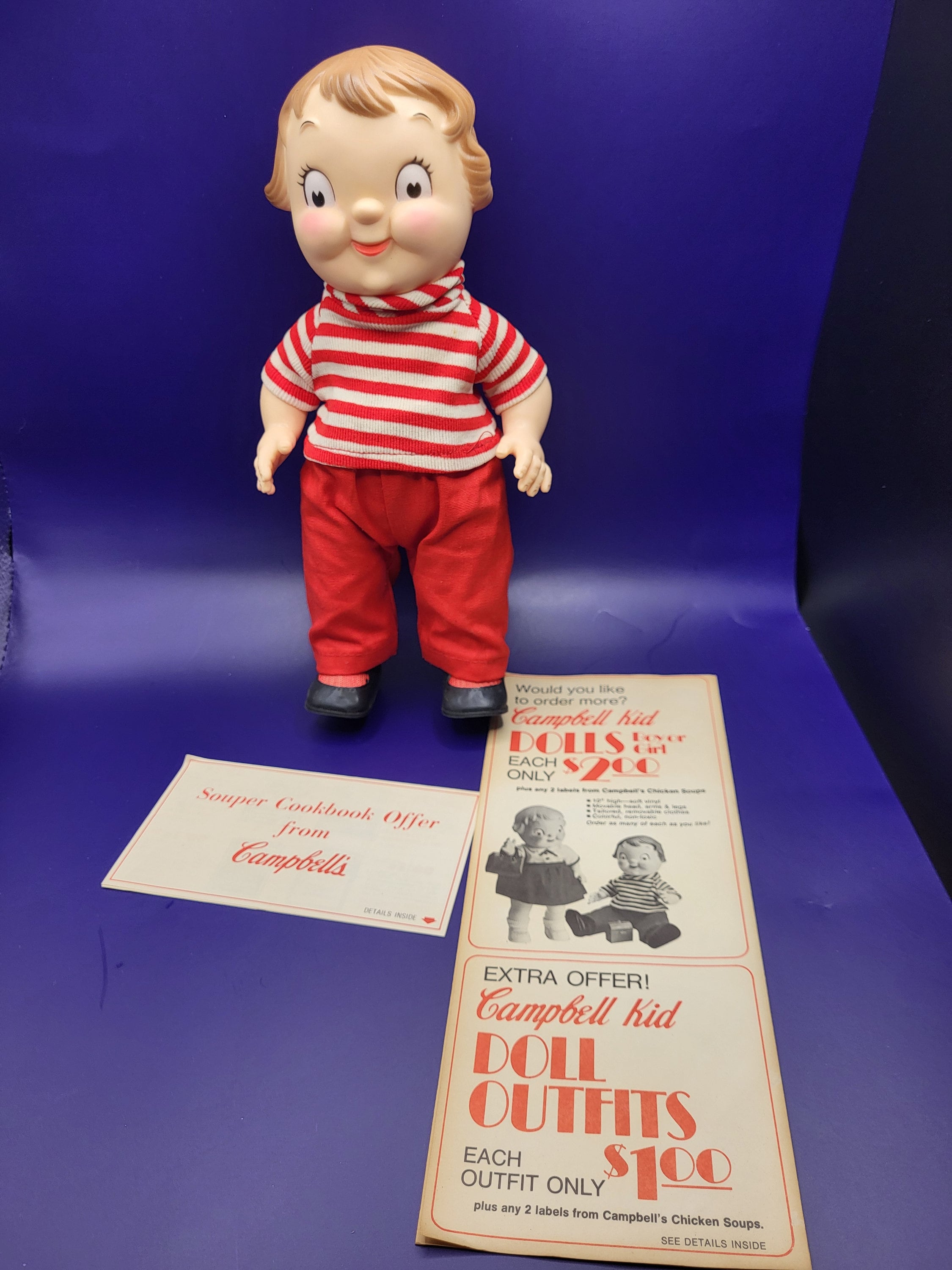 1970’ｓ Campbell KID ビンテージ ソフビ TOY 2個セット Vintage 1970's Campbell's Soup Rubber Boy Doll With Paperwork and